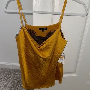 Satin lace trimmed tank